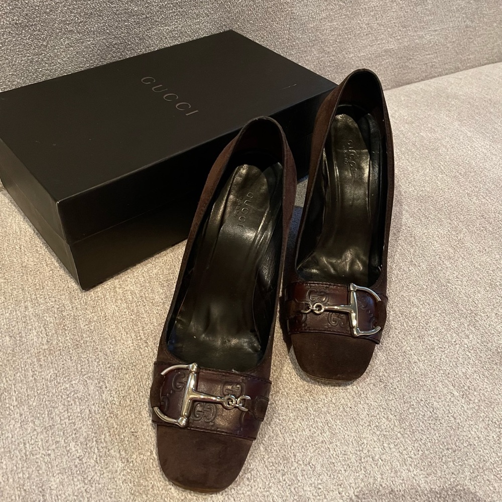Brown Suede Gucci Heels